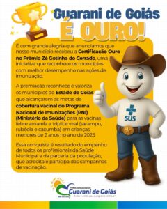 Guarani de Goiás é Ouro no Prêmio Zé Gotinha do Cerrado