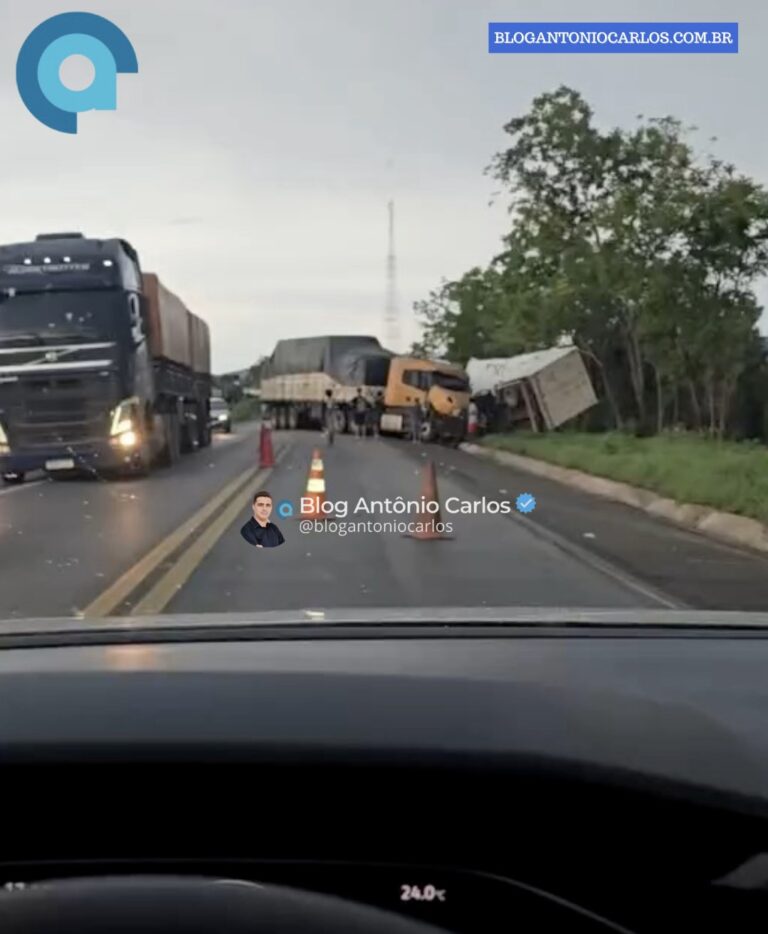 Colisão entre dois caminhões é registrada na BR-020, no distrito de Santa Maria
