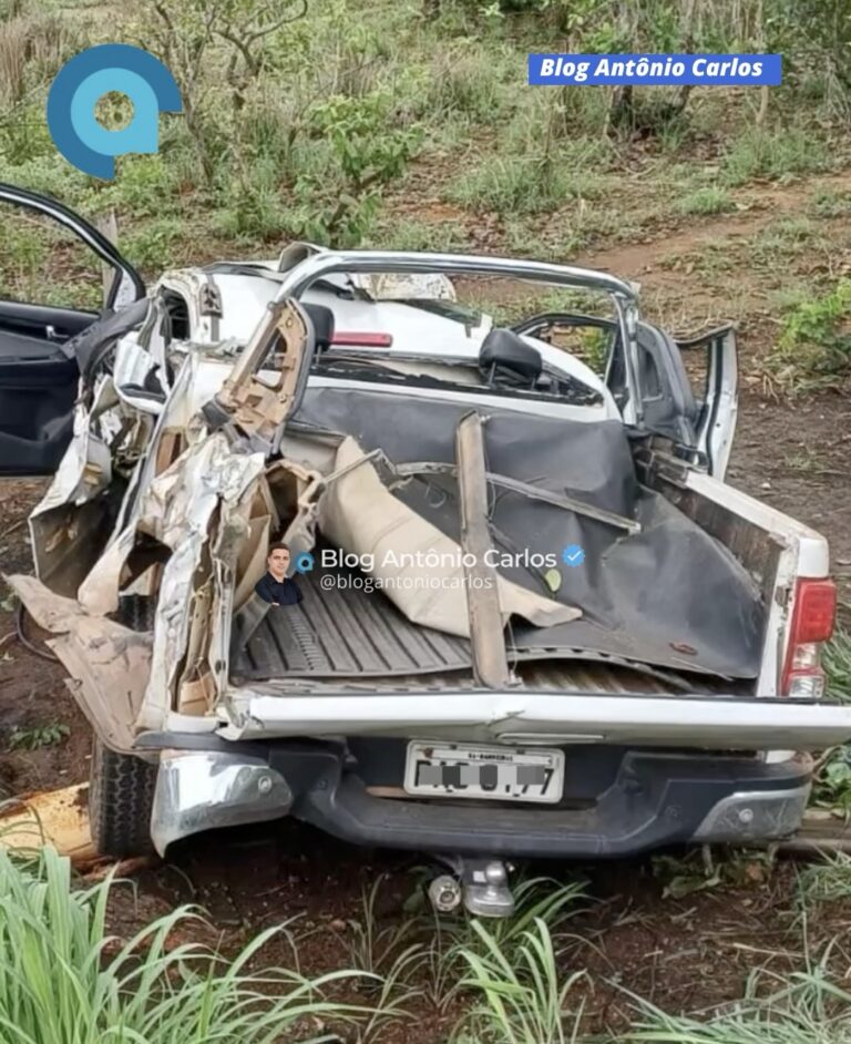 Caminhonete capota na BR-020, próximo ao trevo de Flores de Goiás