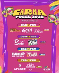 Carnaval de Posse-GO terá quatro dias de festa com programação diversificada