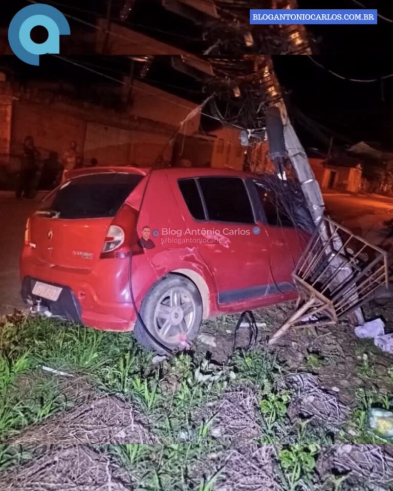 Motorista embriagado bate em poste e deixa carro sob fios de alta tensão em Campos Belos-GO