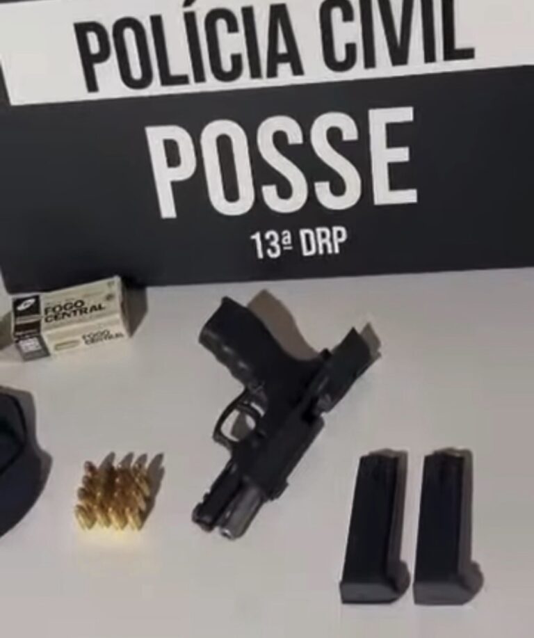 Homem é preso em flagrante por porte ilegal de arma de uso restrito e ameaça em Posse-GO