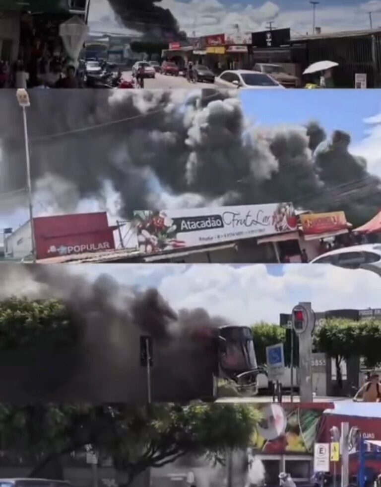 Ônibus pega fogo e é destruído pelas chamas em Barreiras