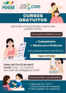 Prefeitura de Posse-GO abre inscrições para cursos gratuitos de cabeleireiro, manicure e pedicure