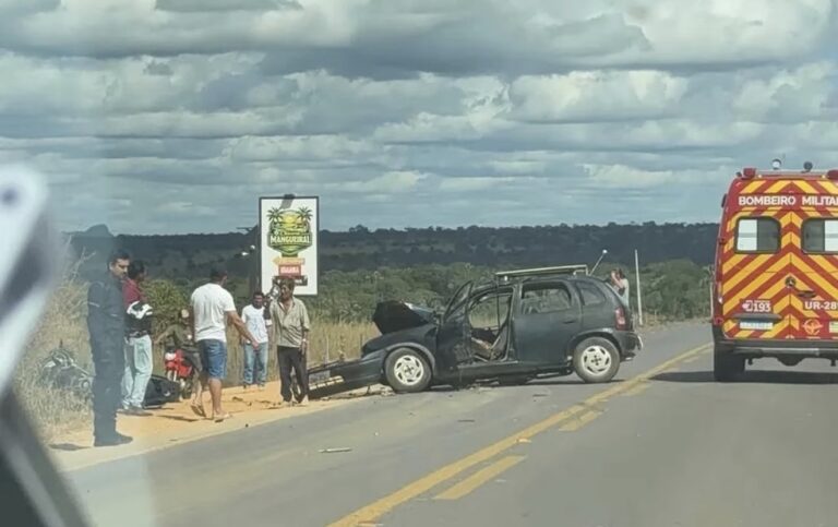 Motociclista fica gravemente ferido após colisão frontal na GO-118 entre Campos Belos e Monte Alegre