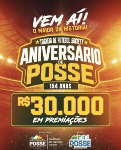 Torneio municipal de Futebol Society em Posse-GO vai distribuir R$ 30 mil em premiações