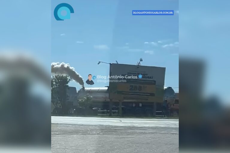 Fumaça branca em caminhão carregado com piche chama a atenção no distrito Rosário; entenda o que era