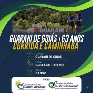 Guarani de Goiás terá corrida e caminhada de 5 km em comemoração aos 63 anos do município