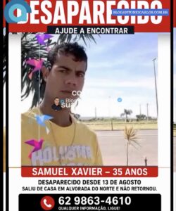 Família procura homem de 35 anos desaparecido desde o dia 13 de agosto, em Alvorada do Norte-GO