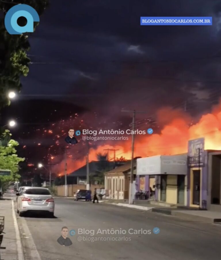 Incêndio de grandes proporções atinge Morro e se aproxima de casas em Monte Alegre de Goiás